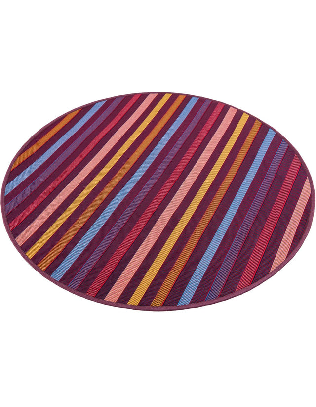 Multicolor 3' 1 x 3' 1 Outdoor Striped Round Area Rug Weather Resistant for Patio, Deck, Terrace, Balcony, Porch Geometric Pattern Waterproof Carpet for Sale at Rug Engine