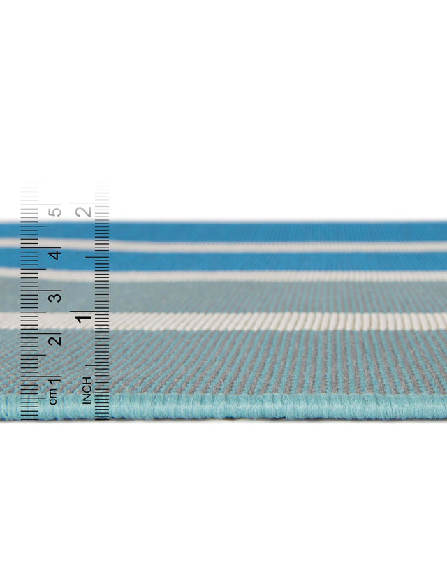 Blue 5' 3 x 8' Outdoor Striped Rectangle Area Rug Weather Resistant for Patio, Deck, Terrace, Balcony, Porch Geometric Pattern Waterproof Carpet for Sale at Rug Engine