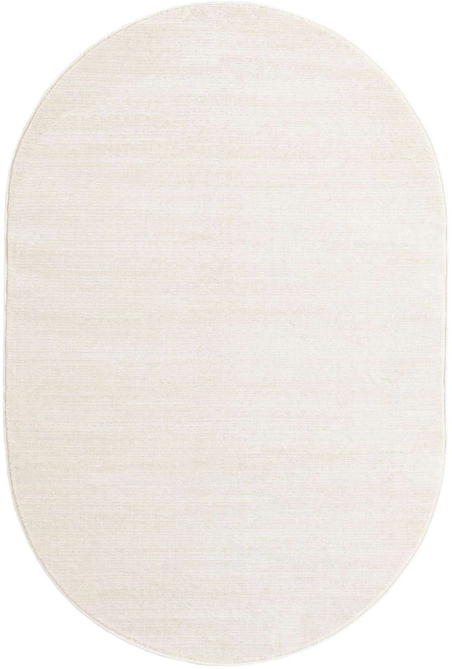 Ivory 4' 1 x 6' 1 Finsbury Oval Area Rug 60% Polypropylene & 40% Polyester Contemporary Carpet for Living Rooms, Dining, Offices for Sale at Rug Engine