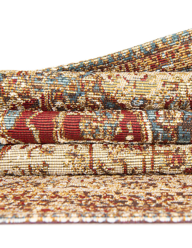 Blue and Light Brown 2' 7 x 12' Outdoor Traditional Runner Area Rug Weather Resistant for Patio, Deck, Terrace, Balcony, Porch Classical Design Outside Carpet for Sale at Rug Engine