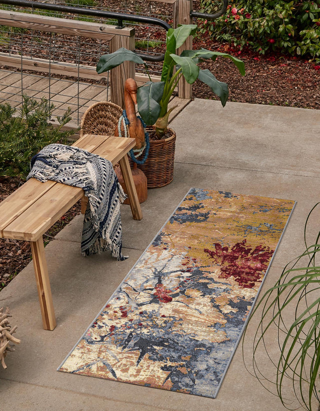 Multicolor 2' x 6' 1 Outdoor Modern Runner Area Rug Weather Resistant for Patio, Deck, Terrace, Balcony, Porch 100% Polypropylene Modern Outside Carpet for Sale at Rug Engine