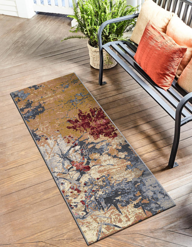 Multicolor 2' x 6' 1 Outdoor Modern Runner Area Rug Weather Resistant for Patio, Deck, Terrace, Balcony, Porch 100% Polypropylene Modern Outside Carpet for Sale at Rug Engine