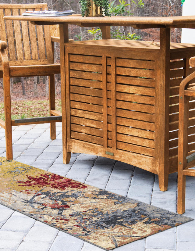 Multicolor 2' 7 x 10' Outdoor Modern Runner Area Rug Weather Resistant for Patio, Deck, Terrace, Balcony, Porch 100% Polypropylene Modern Outside Carpet for Sale at Rug Engine