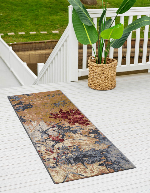 Multicolor 2' x 6' 1 Outdoor Modern Runner Area Rug Weather Resistant for Patio, Deck, Terrace, Balcony, Porch 100% Polypropylene Modern Outside Carpet for Sale at Rug Engine
