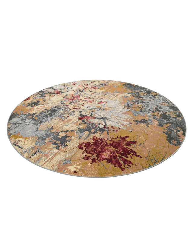 Multicolor 7' 10 x 7' 10 Outdoor Modern Round Area Rug Weather Resistant for Patio, Deck, Terrace, Balcony, Porch 100% Polypropylene Modern Outside Carpet for Sale at Rug Engine