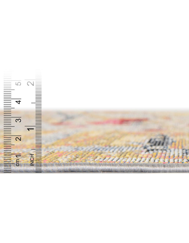 Multicolor 10' x 10' Outdoor Modern Round Area Rug Weather Resistant for Patio, Deck, Terrace, Balcony, Porch