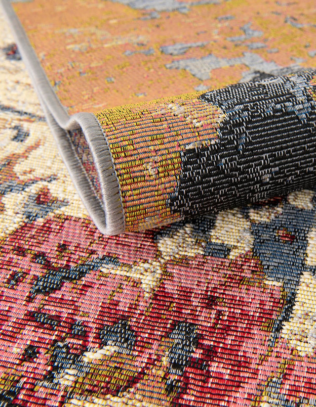 Multicolor 10' x 10' Outdoor Modern Round Area Rug Weather Resistant for Patio, Deck, Terrace, Balcony, Porch