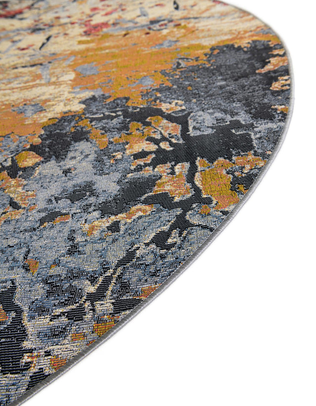 Multicolor 10' x 10' Outdoor Modern Round Area Rug Weather Resistant for Patio, Deck, Terrace, Balcony, Porch