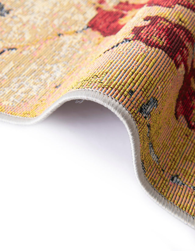 Multicolor 10' x 10' Outdoor Modern Round Area Rug Weather Resistant for Patio, Deck, Terrace, Balcony, Porch