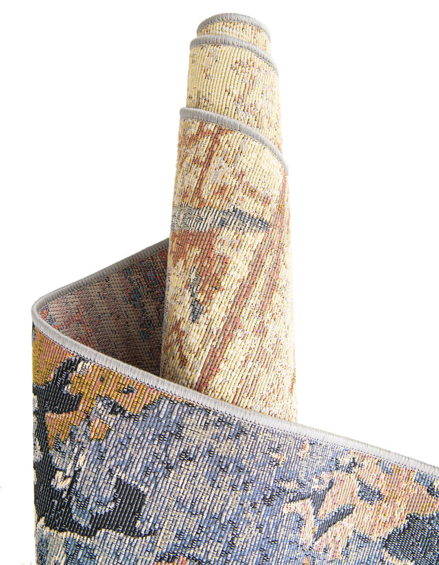 Multicolor 10' x 10' Outdoor Modern Round Area Rug Weather Resistant for Patio, Deck, Terrace, Balcony, Porch