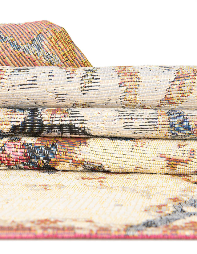 Multicolor 10' x 10' Outdoor Modern Round Area Rug Weather Resistant for Patio, Deck, Terrace, Balcony, Porch