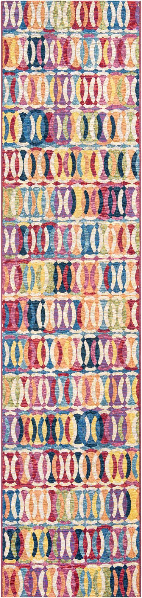 Multicolor 2' 7 x 12' Outdoor Modern Runner Area Rug Weather Resistant for Patio, Deck, Terrace, Balcony, Porch 100% Polypropylene Modern Outside Carpet for Sale at Rug Engine