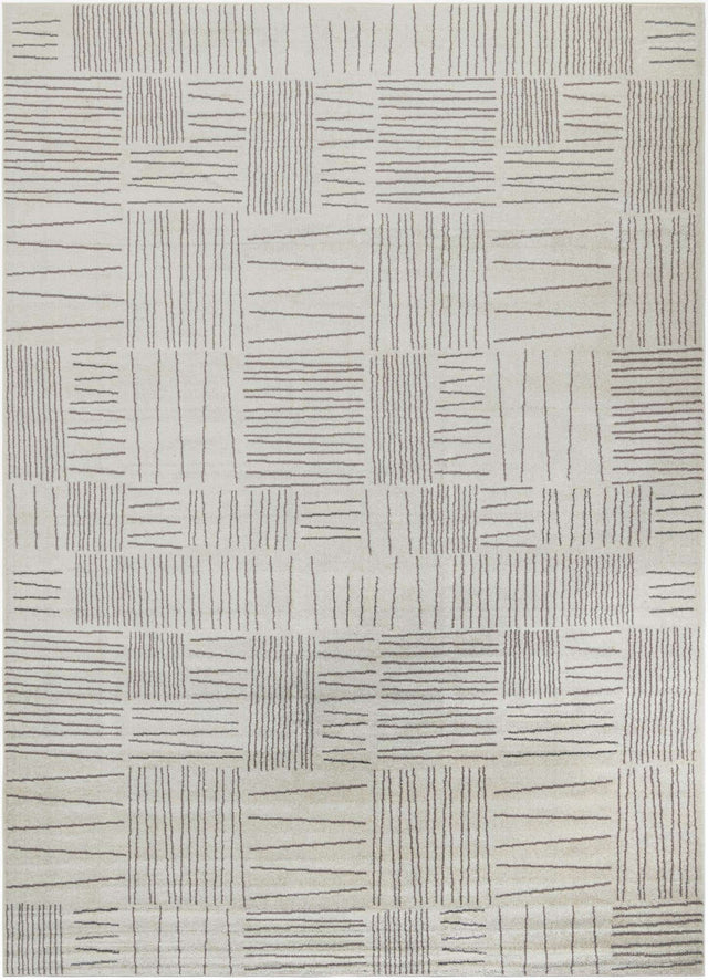 Ivory 10' x 14' 1 Hanahan Rectangle Area Rug 100% Polypropylene With Jute Backing Abstract Geometric Modern Carpet for Living, Dining Room, Office Space for Sale at Rug Engine