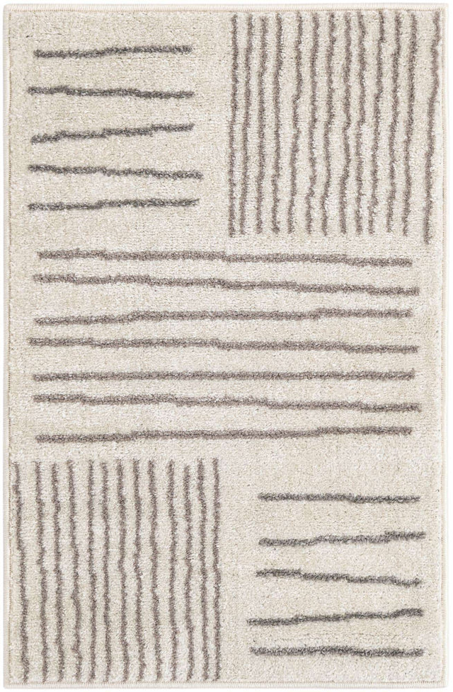 Ivory 2' x 3' 1 Hanahan Rectangle Area Rug 100% Polypropylene With Jute Backing Abstract Geometric Modern Carpet for Living, Dining Room, Office Space for Sale at Rug Engine