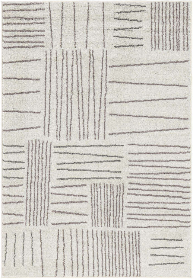 Ivory 4' 1 x 6' 1 Hanahan Rectangle Area Rug 100% Polypropylene With Jute Backing Abstract Geometric Modern Carpet for Living, Dining Room, Office Space for Sale at Rug Engine