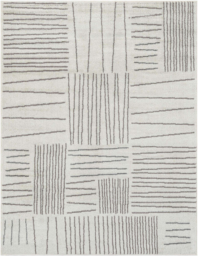 Ivory 5' 3 x 7' 1 Hanahan Rectangle Area Rug 100% Polypropylene With Jute Backing Abstract Geometric Modern Carpet for Living, Dining Room, Office Space for Sale at Rug Engine
