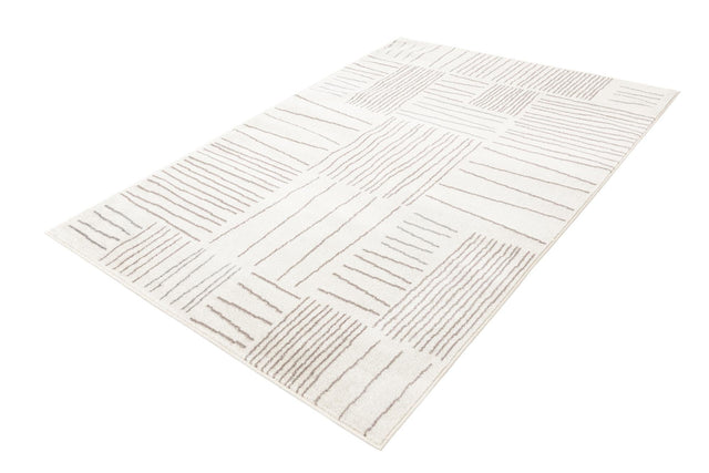 Ivory 5' 3 x 8' Hanahan Rectangle Area Rug 100% Polypropylene With Jute Backing Abstract Geometric Modern Carpet for Living, Dining Room, Office Space for Sale at Rug Engine
