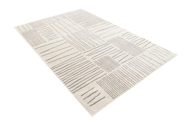 Ivory 5' 3 x 8' Hanahan Rectangle Area Rug 100% Polypropylene With Jute Backing Abstract Geometric Modern Carpet for Living, Dining Room, Office Space for Sale at Rug Engine