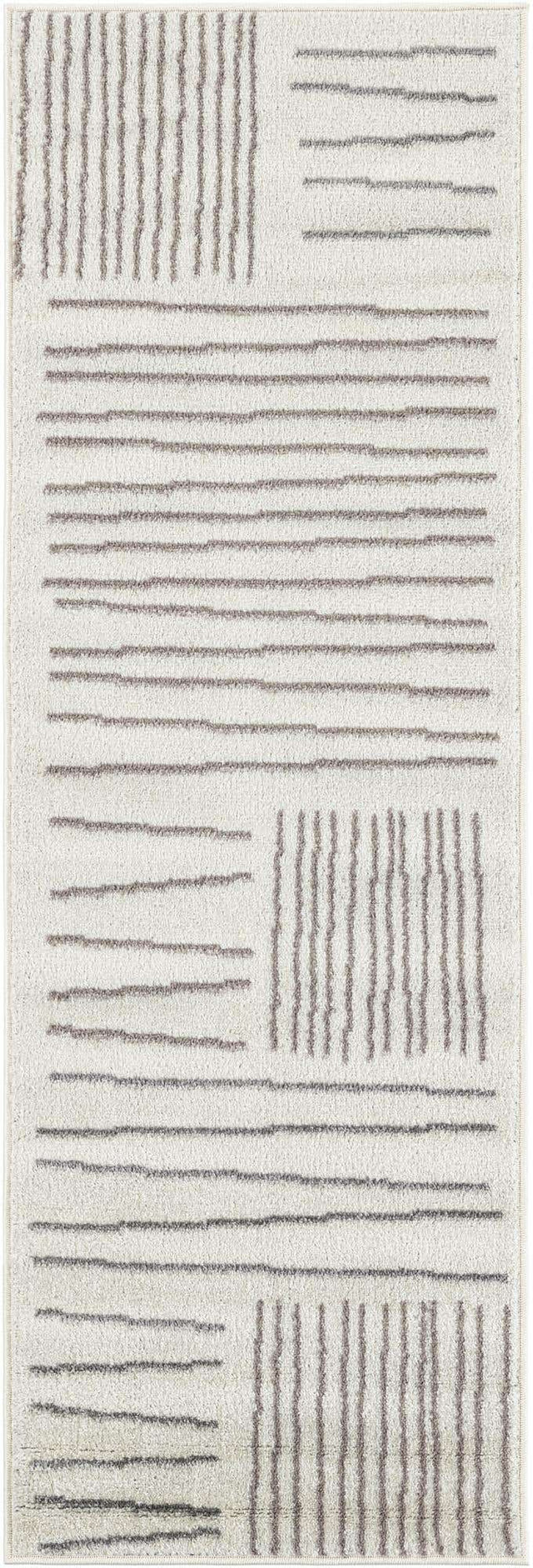 Ivory 2' x 6' 1 Hanahan Runner Area Rug 100% Polypropylene With Jute Backing Abstract Geometric Modern Carpet for Living, Dining Room, Office Space for Sale at Rug Engine