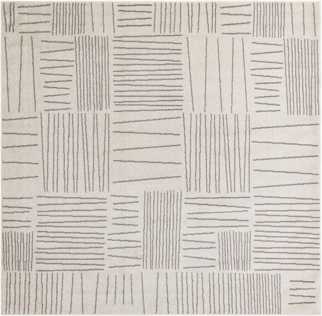 Ivory 7' 10 x 7' 10 Hanahan Square Area Rug 100% Polypropylene With Jute Backing Abstract Geometric Modern Carpet for Living, Dining Room, Office Space for Sale at Rug Engine
