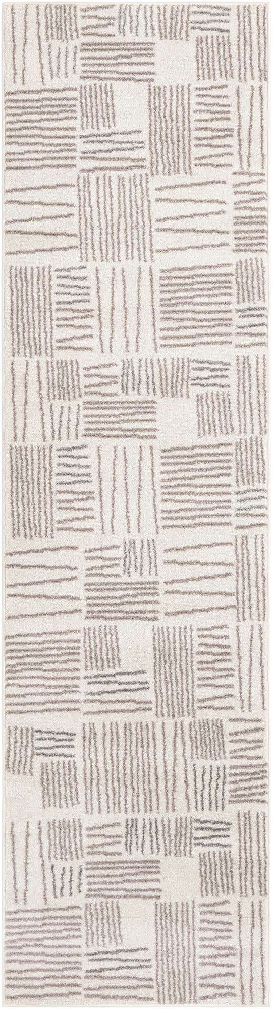 Ivory 2' 7 x 10' Hanahan Runner Area Rug 100% Polypropylene With Jute Backing Abstract Geometric Modern Carpet for Living, Dining Room, Office Space for Sale at Rug Engine