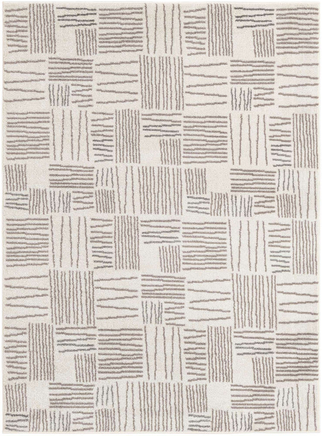 Ivory 5' 3 x 7' 1 Hanahan Rectangle Area Rug 100% Polypropylene With Jute Backing Abstract Geometric Modern Carpet for Living, Dining Room, Office Space for Sale at Rug Engine
