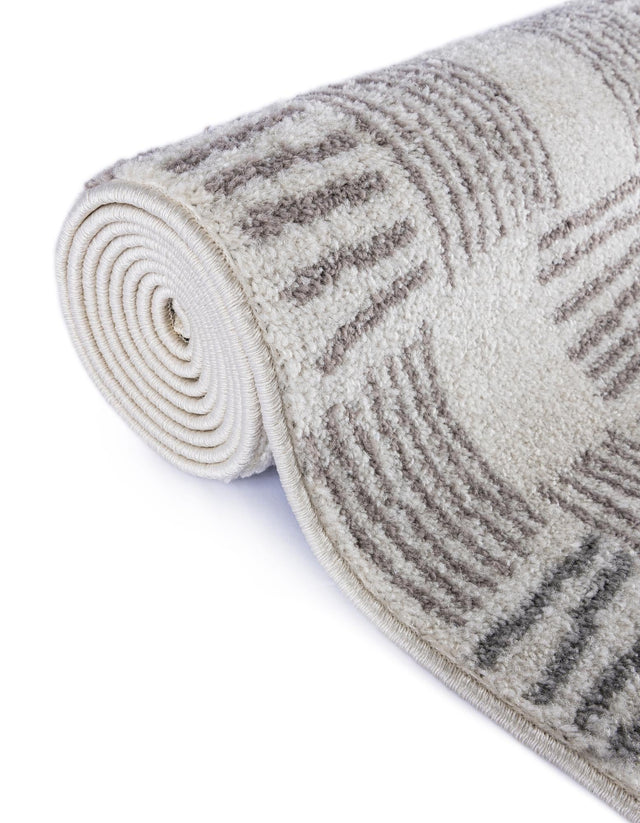 Ivory 2' 7 x 12' Hanahan Runner Area Rug 100% Polypropylene With Jute Backing Abstract Geometric Modern Carpet for Living, Dining Room, Office Space for Sale at Rug Engine