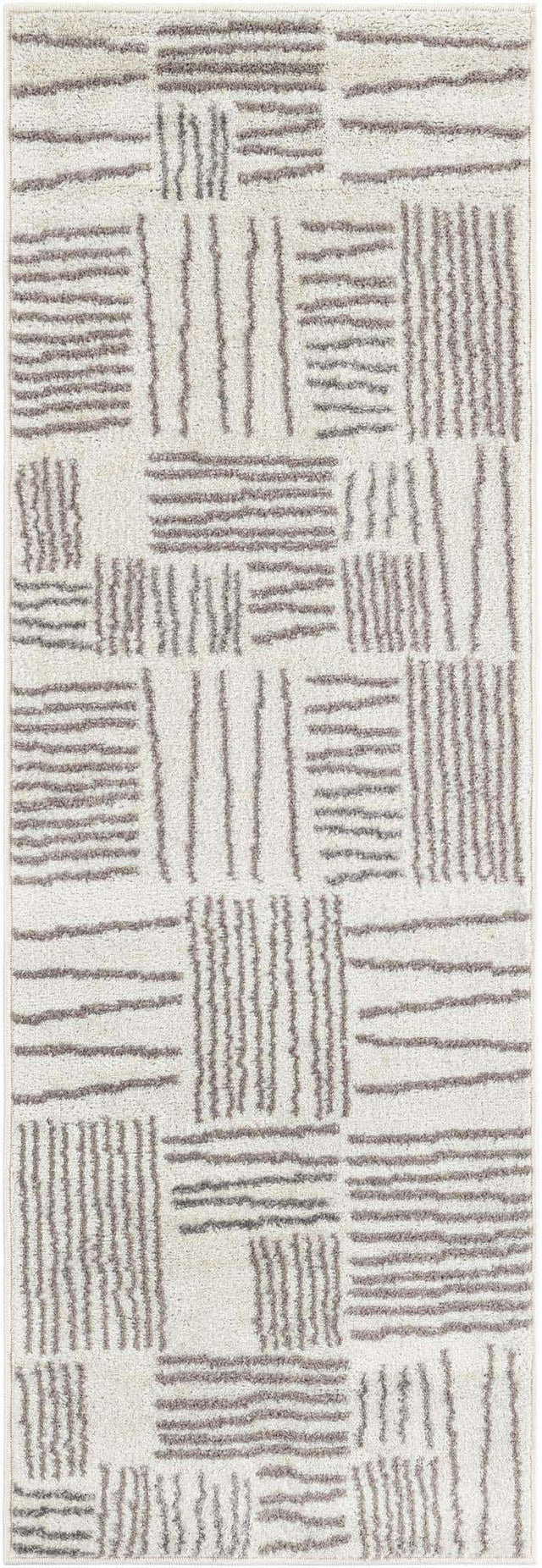 Ivory 2' x 6' 1 Hanahan Runner Area Rug 100% Polypropylene With Jute Backing Abstract Geometric Modern Carpet for Living, Dining Room, Office Space for Sale at Rug Engine