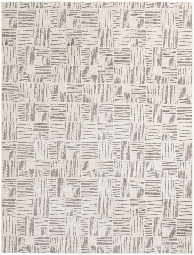Ivory 9' x 12' Hanahan Rectangle Area Rug 100% Polypropylene With Jute Backing Abstract Geometric Modern Carpet for Living, Dining Room, Office Space for Sale at Rug Engine