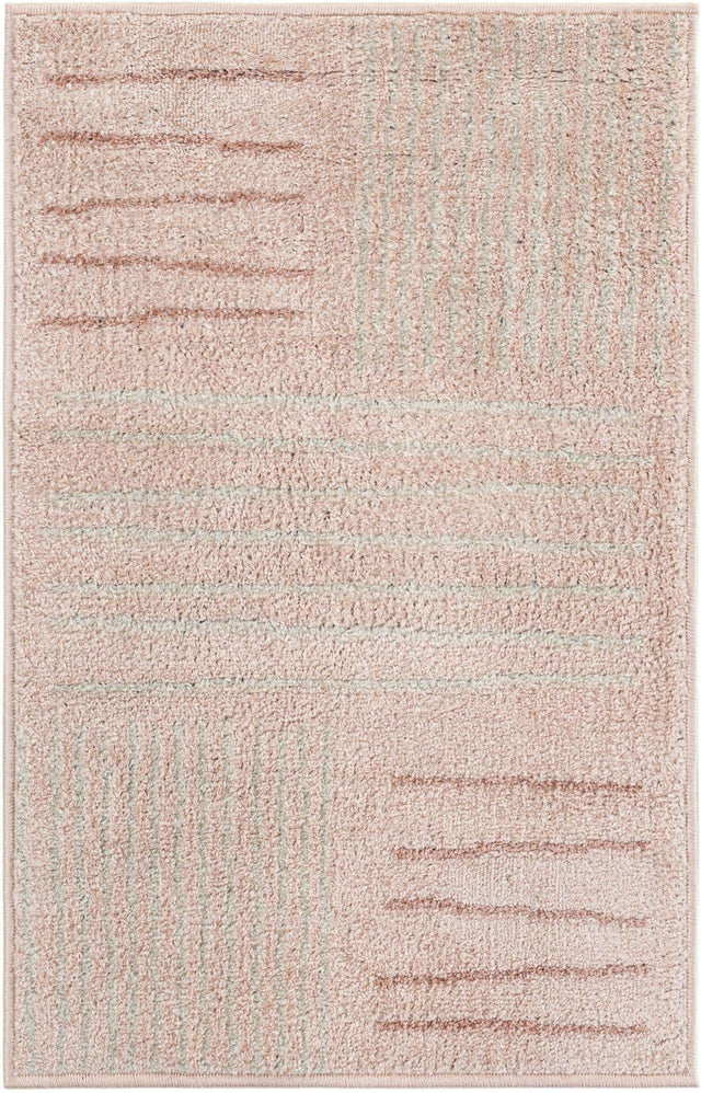 Pink 2' x 3' 1 Hanahan Rectangle Area Rug 100% Polypropylene With Jute Backing Abstract Geometric Modern Carpet for Living, Dining Room, Office Space for Sale at Rug Engine
