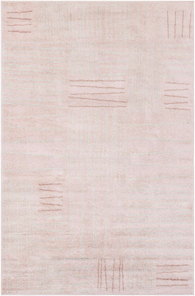 Pink 5' 3 x 8' Hanahan Rectangle Area Rug 100% Polypropylene With Jute Backing Abstract Geometric Modern Carpet for Living, Dining Room, Office Space for Sale at Rug Engine