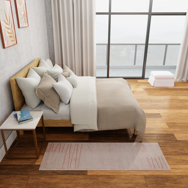 Pink 2' x 8' Hanahan Runner Area Rug 100% Polypropylene With Jute Backing Abstract Geometric Modern Carpet for Living, Dining Room, Office Space for Sale at Rug Engine