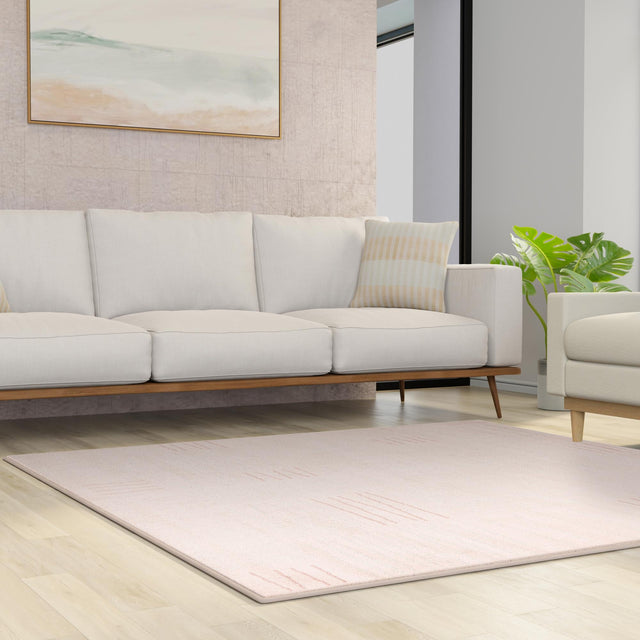 Pink 7' 10 x 7' 10 Hanahan Square Area Rug 100% Polypropylene With Jute Backing Abstract Geometric Modern Carpet for Living, Dining Room, Office Space for Sale at Rug Engine