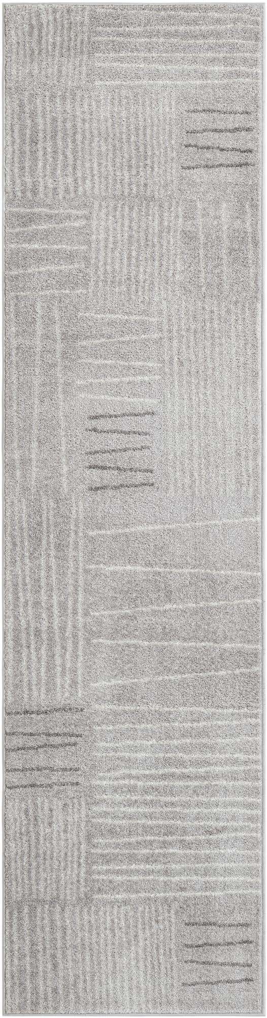 Gray 2' 7 x 10' Hanahan Runner Area Rug 100% Polypropylene With Jute Backing Abstract Geometric Modern Carpet for Living, Dining Room, Office Space for Sale at Rug Engine