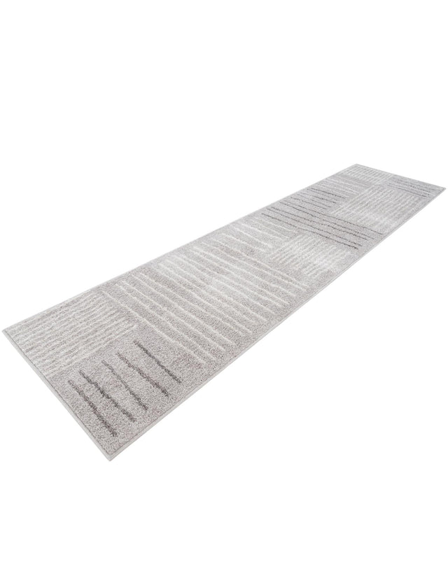 Gray 2' x 8' Hanahan Runner Area Rug 100% Polypropylene With Jute Backing Abstract Geometric Modern Carpet for Living, Dining Room, Office Space for Sale at Rug Engine