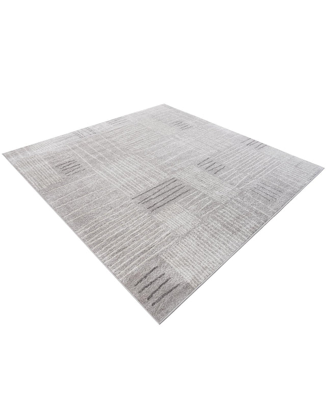 Gray 7' 10 x 7' 10 Hanahan Square Area Rug 100% Polypropylene With Jute Backing Abstract Geometric Modern Carpet for Living, Dining Room, Office Space for Sale at Rug Engine