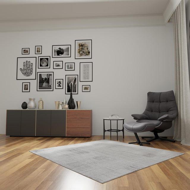 Gray 7' 10 x 7' 10 Hanahan Square Area Rug 100% Polypropylene With Jute Backing Abstract Geometric Modern Carpet for Living, Dining Room, Office Space for Sale at Rug Engine