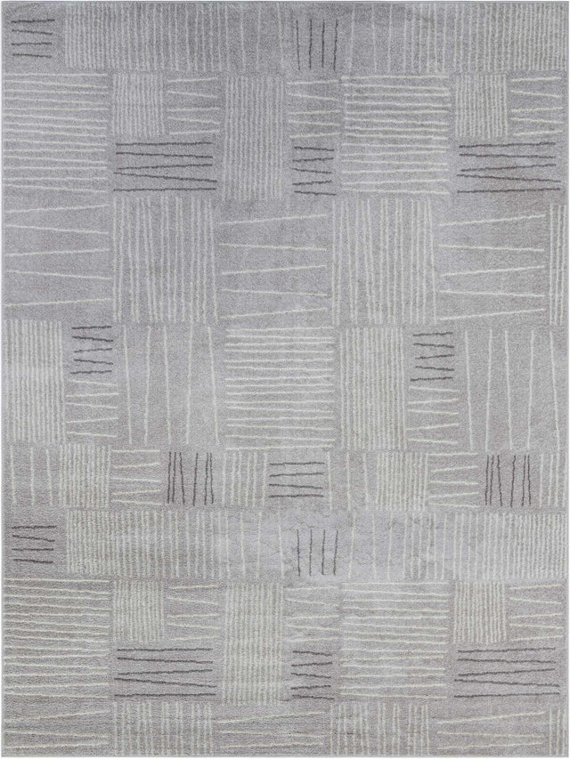 Gray 9' x 12' Hanahan Rectangle Area Rug 100% Polypropylene With Jute Backing Abstract Geometric Modern Carpet for Living, Dining Room, Office Space for Sale at Rug Engine