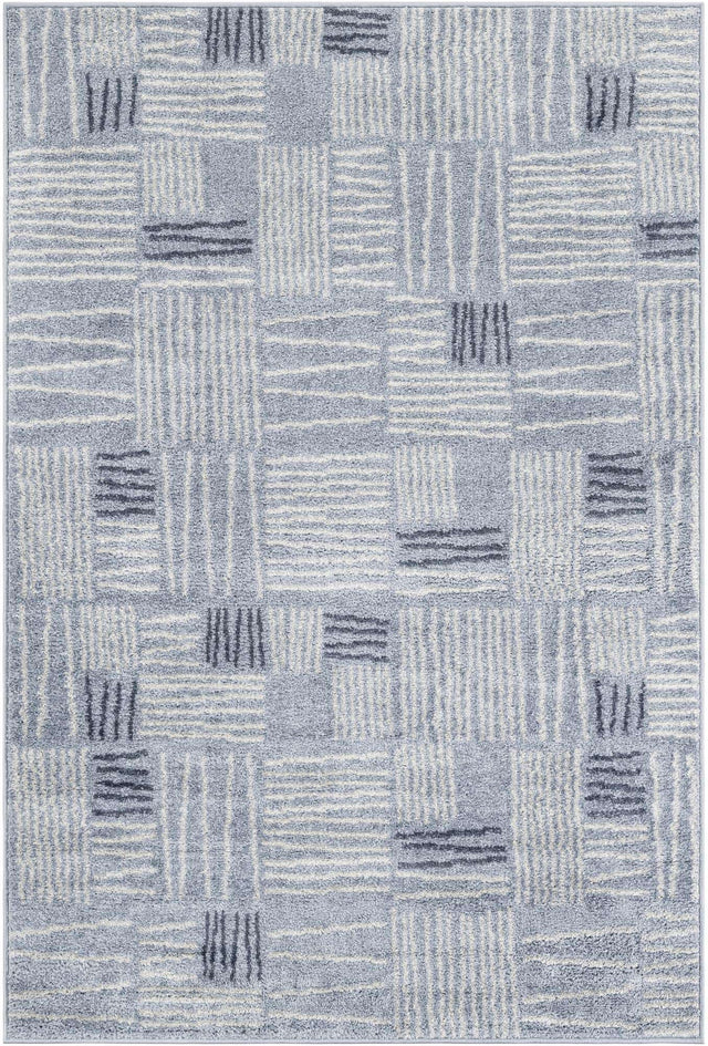 Light Blue 4' 1 x 6' 1 Hanahan Rectangle Area Rug 100% Polypropylene With Jute Backing Abstract Geometric Modern Carpet for Living, Dining Room, Office Space for Sale at Rug Engine