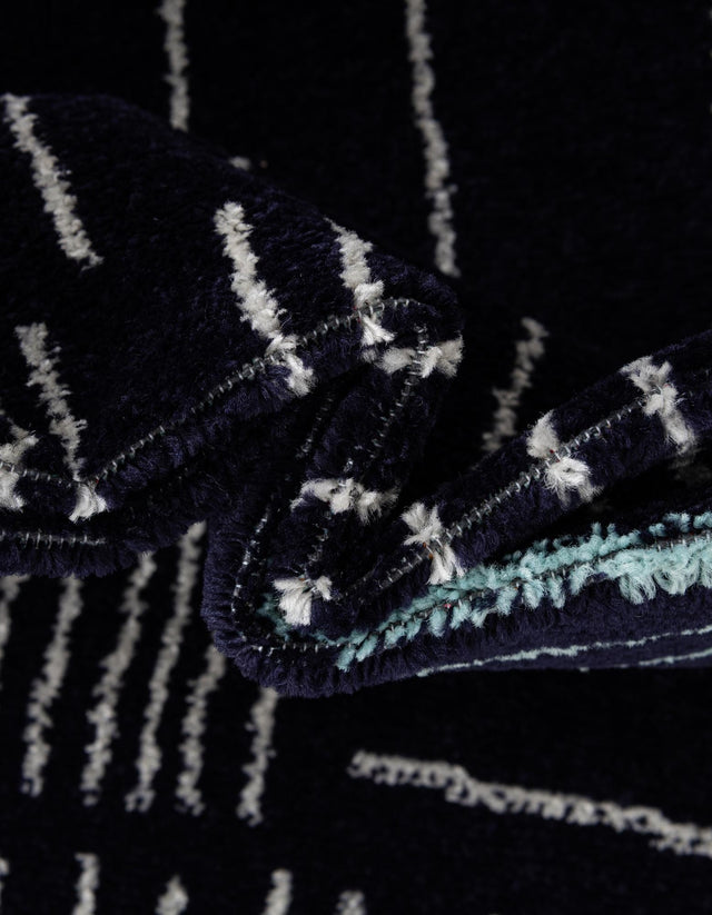 Navy Blue 7' 10 x 10' Hanahan Rectangle Area Rug 100% Polypropylene With Jute Backing Abstract Geometric Modern Carpet for Living, Dining Room, Office Space for Sale at Rug Engine