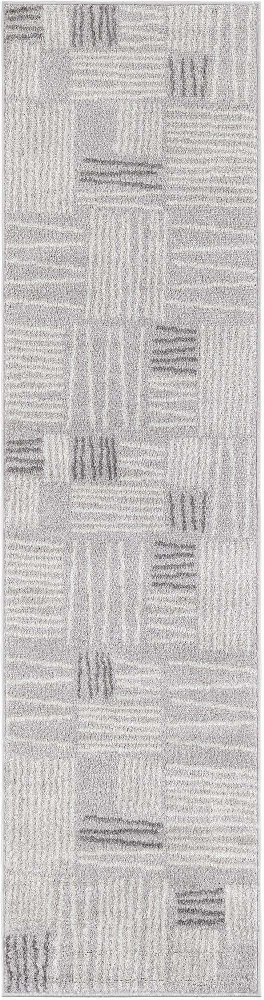Gray 2' x 8' Hanahan Runner Area Rug 100% Polypropylene With Jute Backing Abstract Geometric Modern Carpet for Living, Dining Room, Office Space for Sale at Rug Engine