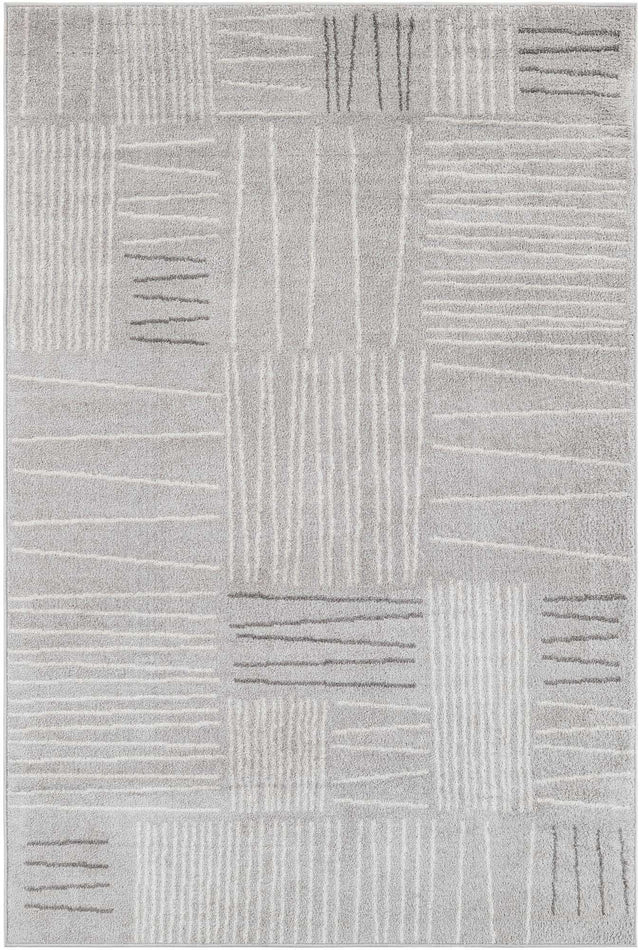 Gray 5' 3 x 7' 1 Hanahan Rectangle Area Rug 100% Polypropylene With Jute Backing Abstract Geometric Modern Carpet for Living, Dining Room, Office Space for Sale at Rug Engine