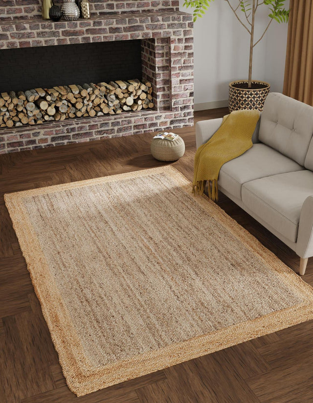 Gray Brown 6' 1 x 9' Braided Jute Rectangle Area Rug 100% Jute Hand Braided Natural Eco-Friendly Boho Style Carpet for Living Rooms Dining Office Space Dorms for Sale at Rug Engine