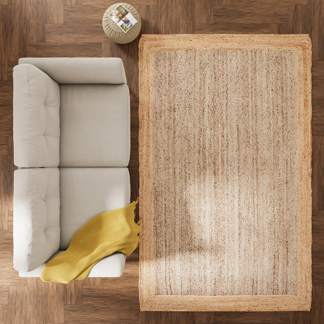 Gray Brown 6' 1 x 9' Braided Jute Rectangle Area Rug 100% Jute Hand Braided Natural Eco-Friendly Boho Style Carpet for Living Rooms Dining Office Space Dorms for Sale at Rug Engine