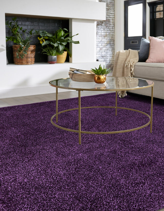 Violet 10' x 10' Solo Square Area Rug Thick Soft Touch Fluffy & Plush Shaggy Pile Durable Minimalist Carpet for Classic Interior Design for Sale at Rug Engine