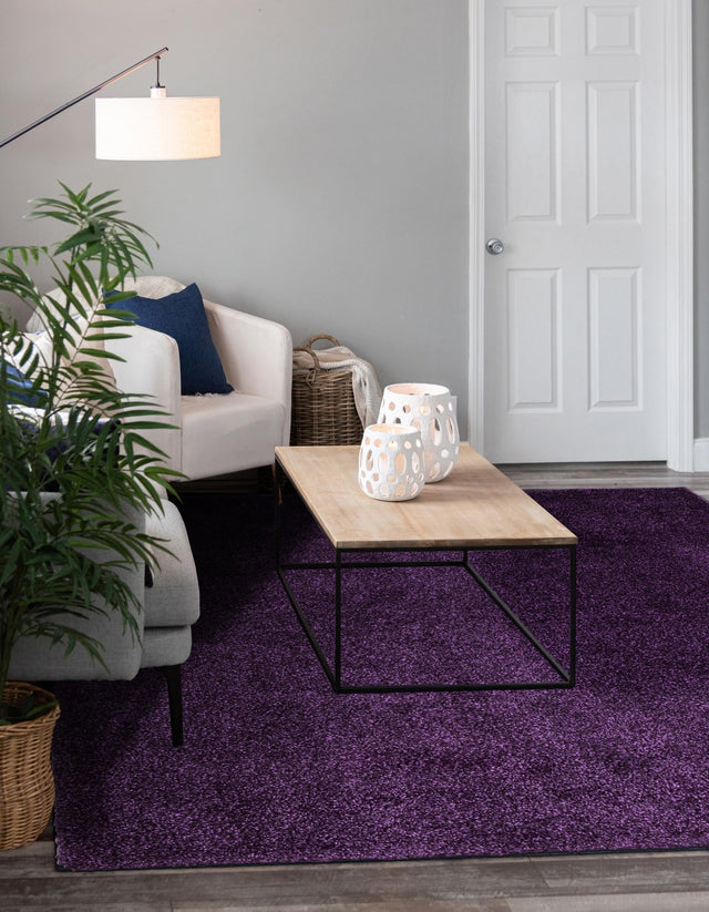 Violet 10' x 10' Solo Square Area Rug Thick Soft Touch Fluffy & Plush Shaggy Pile Durable Minimalist Carpet for Classic Interior Design for Sale at Rug Engine