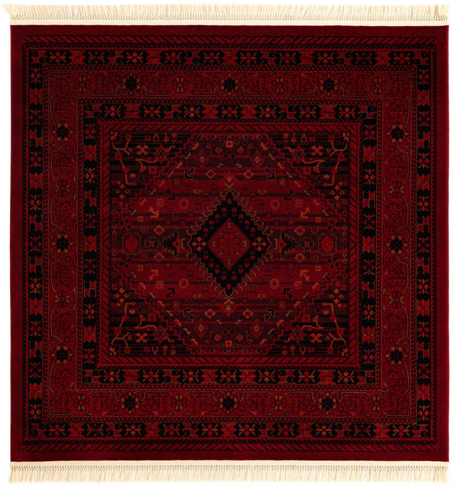 Red 6' 1 x 6' 1 Tekke Square Area Rug Classic Traditional Vintage Design Carpet for Living Rooms, Dining, Bedrooms, Office Space for Sale at Rug Engine