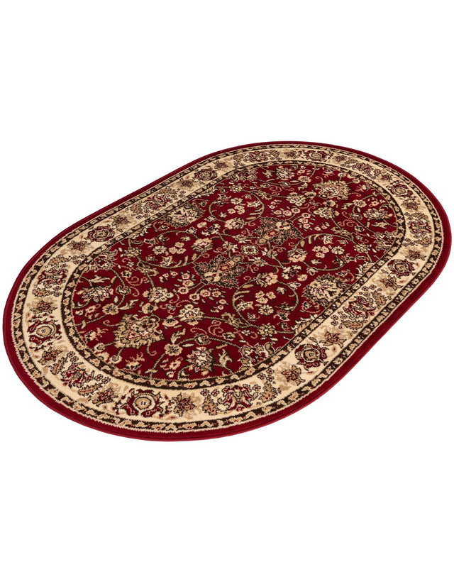 Burgundy 4' 1 x 6' 1 Sialk Hill Oval Area Rug 100% Polypropylene Durable Easy Clean Classic Traditional Design Carpet for Interior Design for Sale at Rug Engine