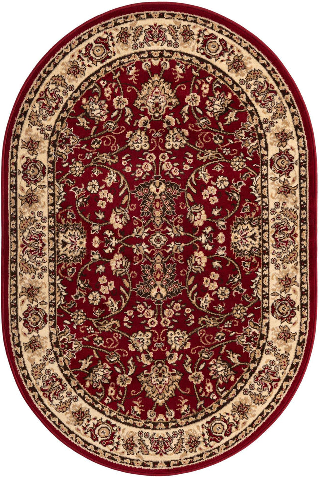 Burgundy 4' 1 x 6' 1 Sialk Hill Oval Area Rug 100% Polypropylene Durable Easy Clean Classic Traditional Design Carpet for Interior Design for Sale at Rug Engine