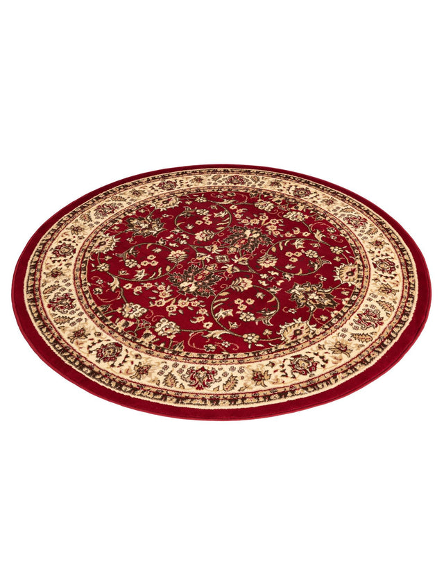 Burgundy 6' 1 x 6' 1 Sialk Hill Round Area Rug 100% Polypropylene Durable Easy Clean Classic Traditional Design Carpet for Interior Design for Sale at Rug Engine